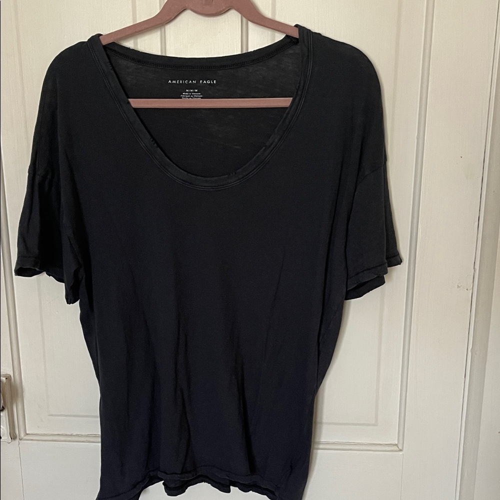 American Eagle Outfitters Women's Navy Blue Short Sleeve Tee